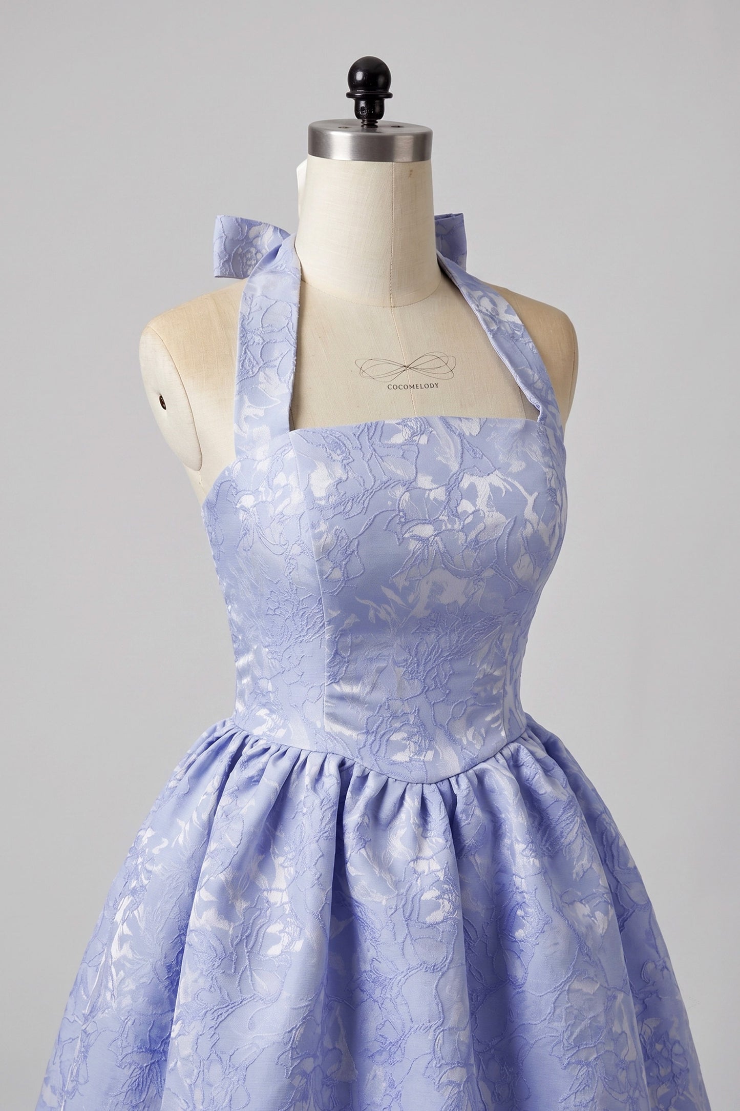 A-Line Mini Jacquard Satin Homecoming Dress 884978106326
