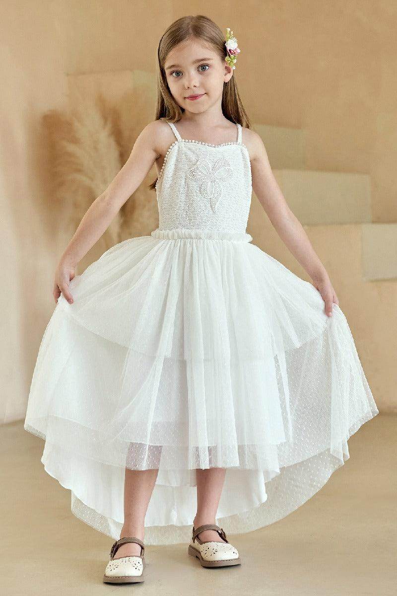 A-Line Sweetheart Neckline Sleeveless Asymmetrical Tulle Flower Girl Dresses 870928364976 - COCOMELODY