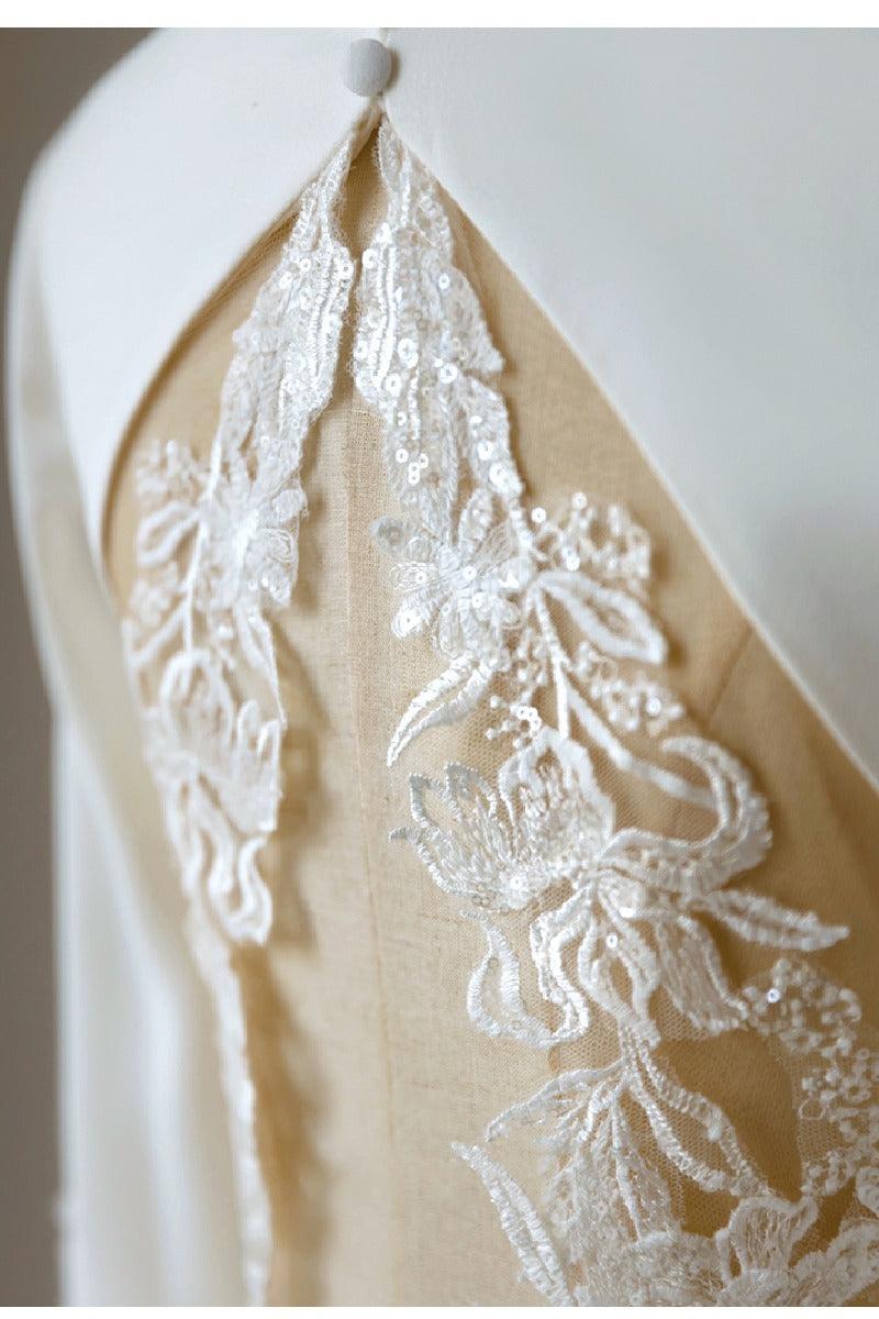Trumpet-Mermaid Chapel Train Satin Wedding Dress 709401175387 - COCOMELODY