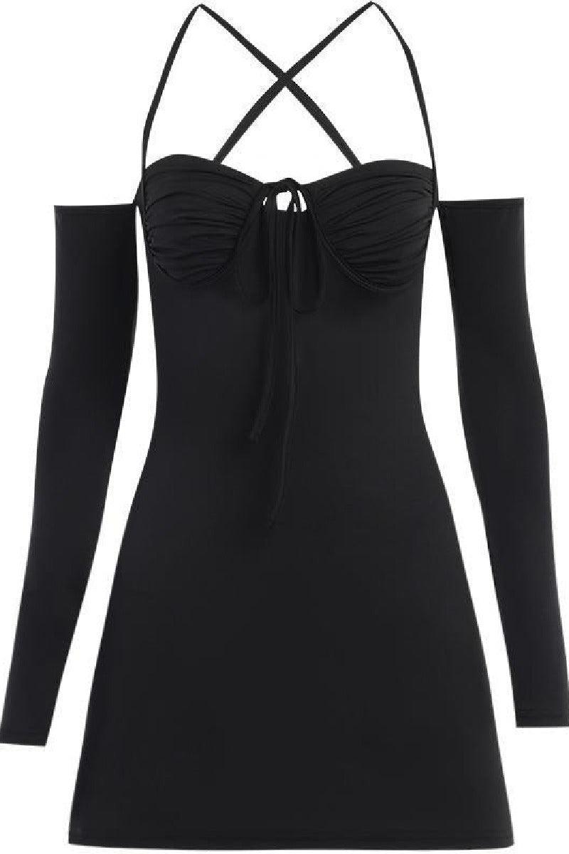 Sexy Spice slim halter halter cuff halter halter A-line cocktail dress 728213351263 - COCOMELODY