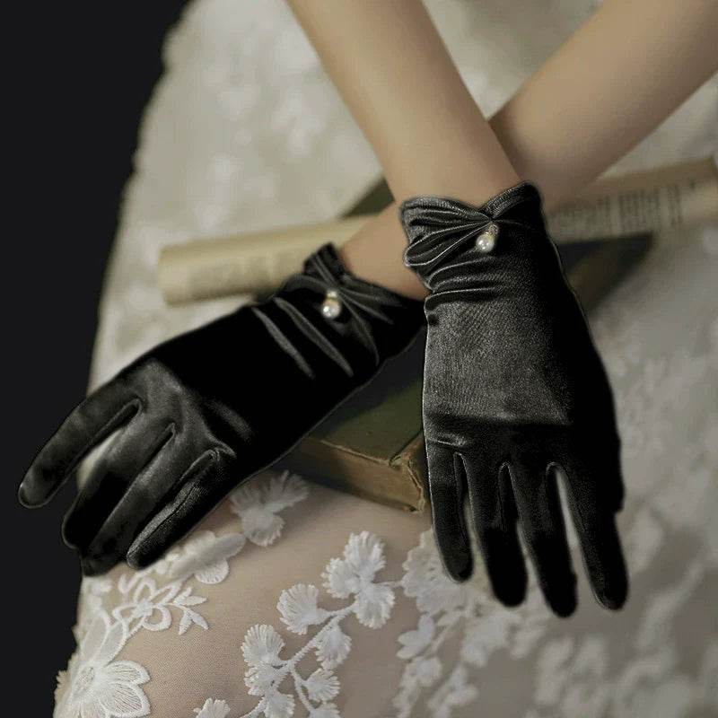 Multicolored Fingertips Wrist Length Satin Gloves 739618529604 - COCOMELODY