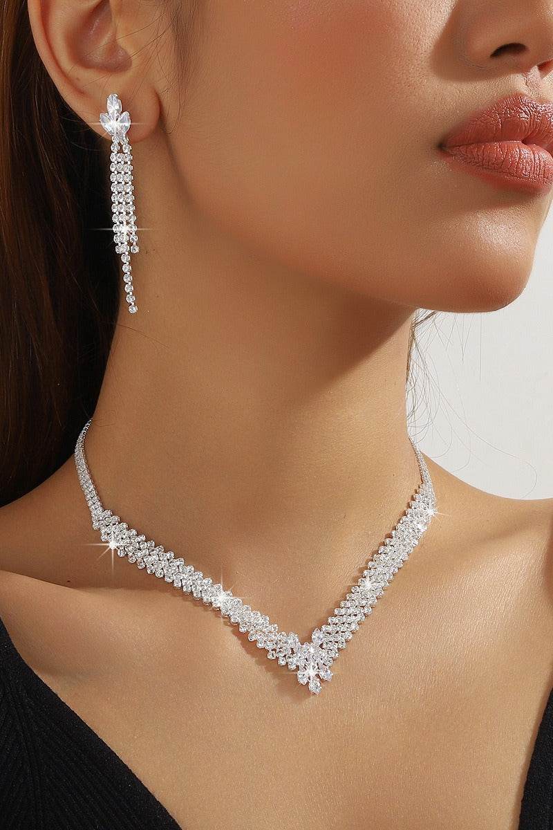 Elegant Rhinestone Wedding Earrings/Necklace Jewelry Sets (Set of 2) 944831515216 - COCOMELODY