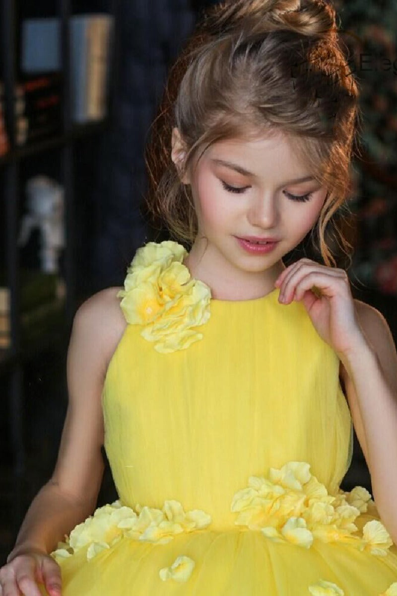 Ball Gown Sleeveless Knee Length Tulle Flower Girl Dresses 672958649240