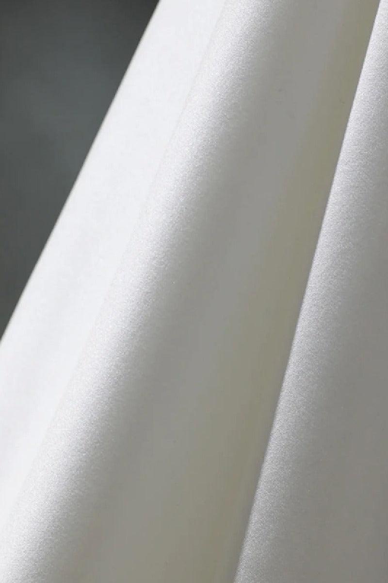 A-Line Sweep-Brush Train Satin Wedding Dress 657200409206 - COCOMELODY