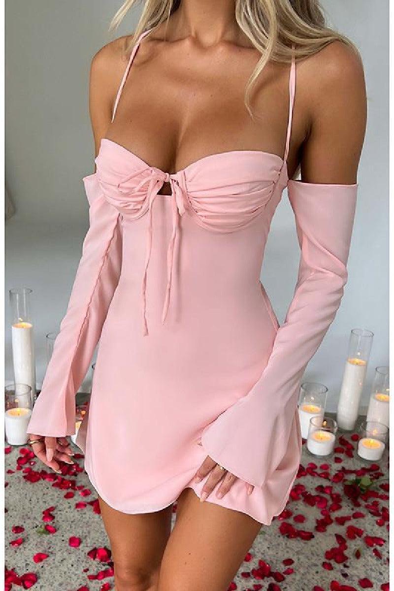 Sexy Spice slim halter halter cuff halter halter A-line cocktail dress 728213351263 - COCOMELODY
