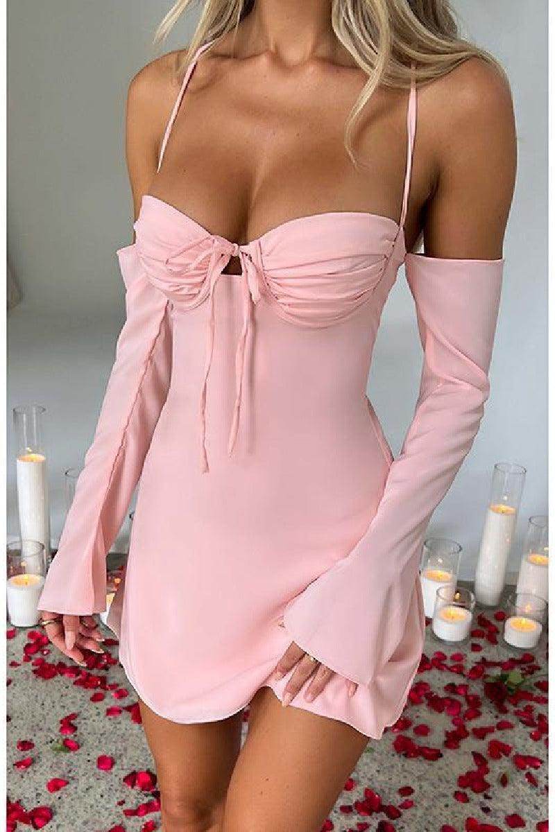 Sexy Spice slim halter halter cuff halter halter A-line cocktail dress 728213351263 - COCOMELODY
