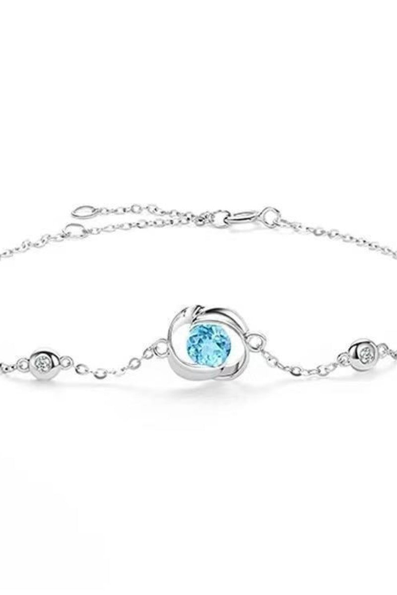 CZ Inlaid Bracelet Adjustable Thin Chain White Copper Silver 926000156001