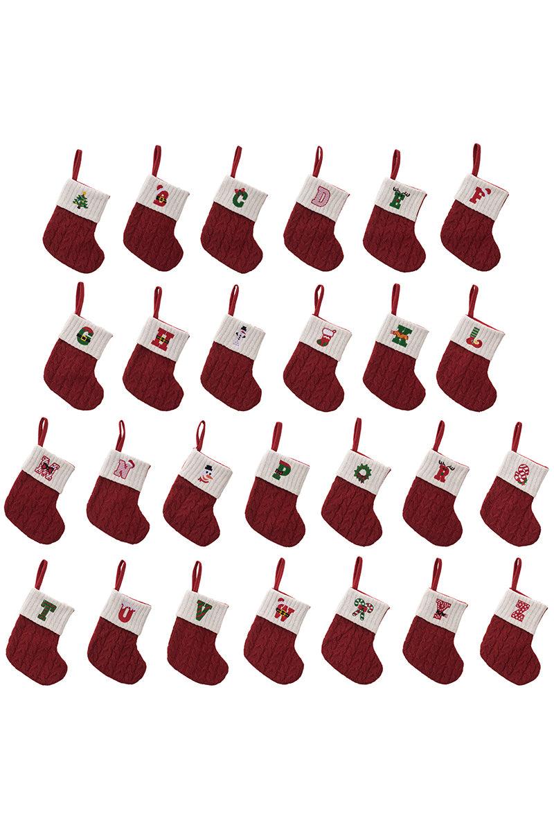 Christmas decorations Red knitted alphabet Embroidery Christmas socks Colorful DIY name gift socks 831001958177