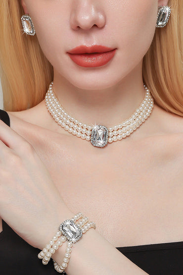 Classic Pearl/Bracelet/ Wedding Earrings/Necklace Jewelry Sets (Set of 3) 834263932975