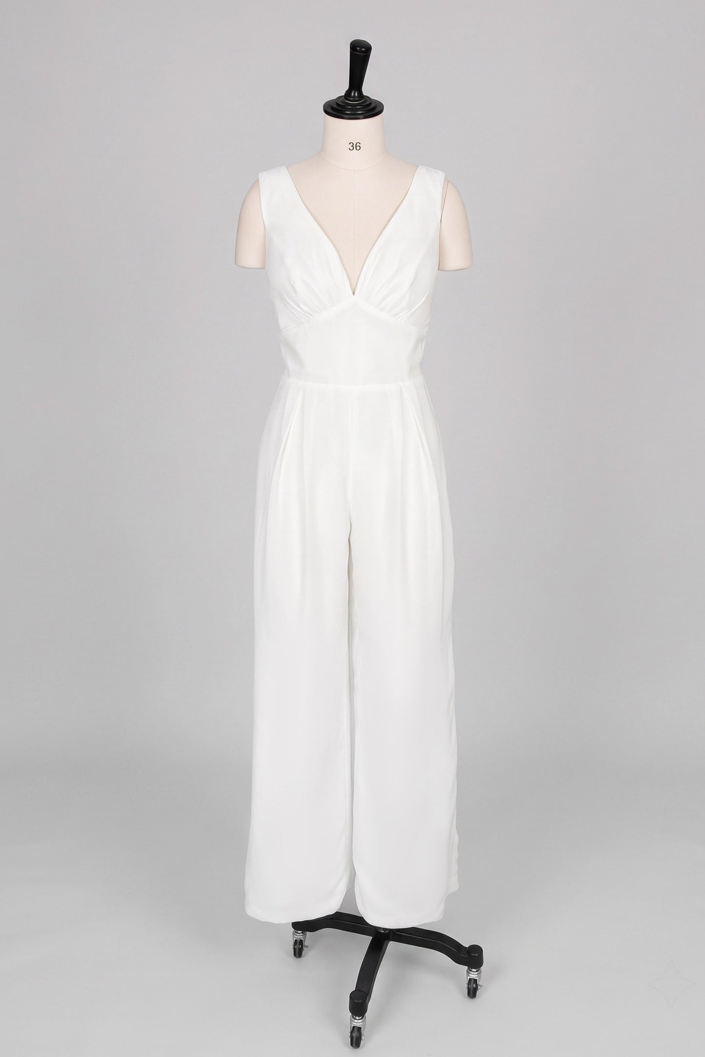 V-Neck Floor Length Chiffon Wedding Jumpsuit 916220687859