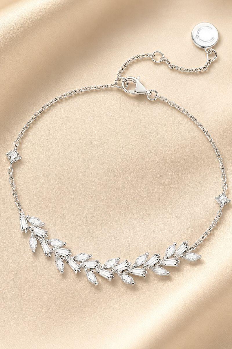 CZ Inlaid Bracelet Adjustable Thin Chain White Copper Silver 926000156001 - 7 Days / As Picture/A - COCOMELODY