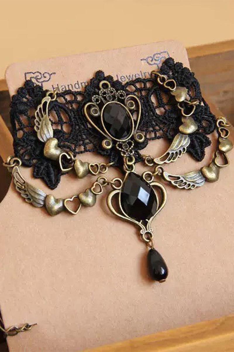 Lace and Alloy Necklaces with Crystals 630482029009