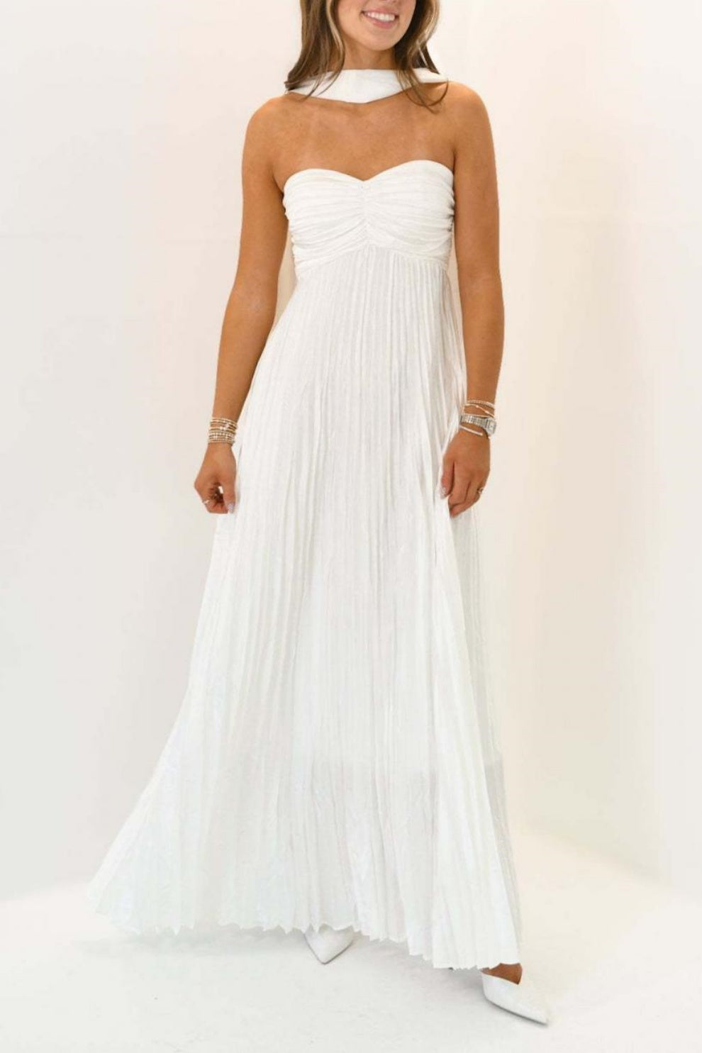 A-line Maxi Pleated Spandex Satin Formal Evening Dresses 937501662612