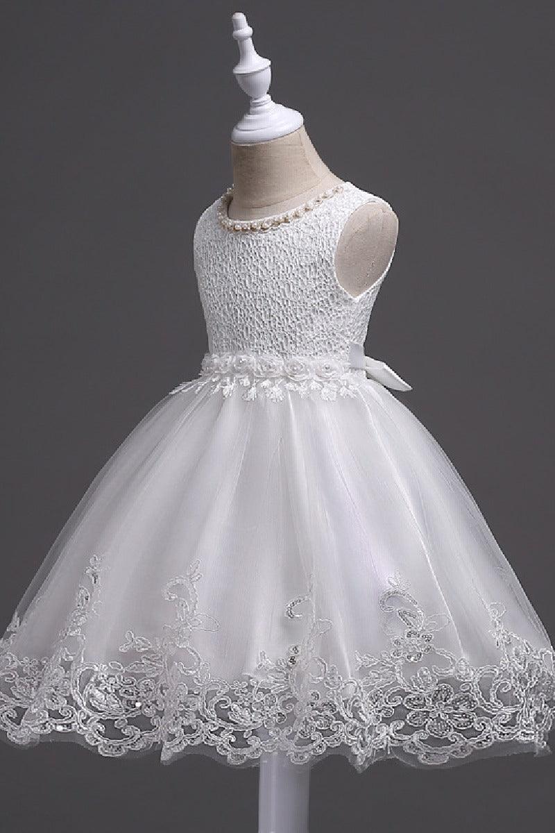 A-Line Scoop Neck Sleeveless Lace/Tulle Flower Girl Dresses With Bow(s) 554482591853 - COCOMELODY