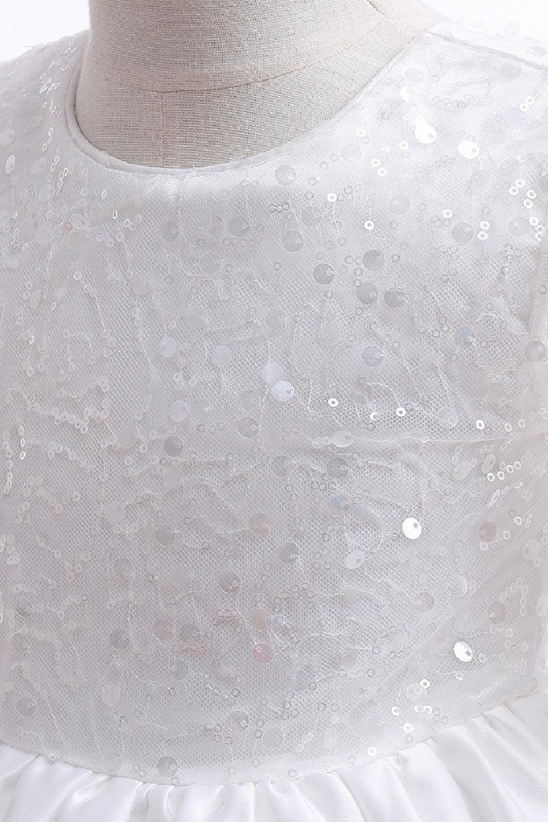 A-Line Scoop Neck Long Sleeve Knee Length Lace/Satin Flower Girl Dresses 709360205661 - COCOMELODY