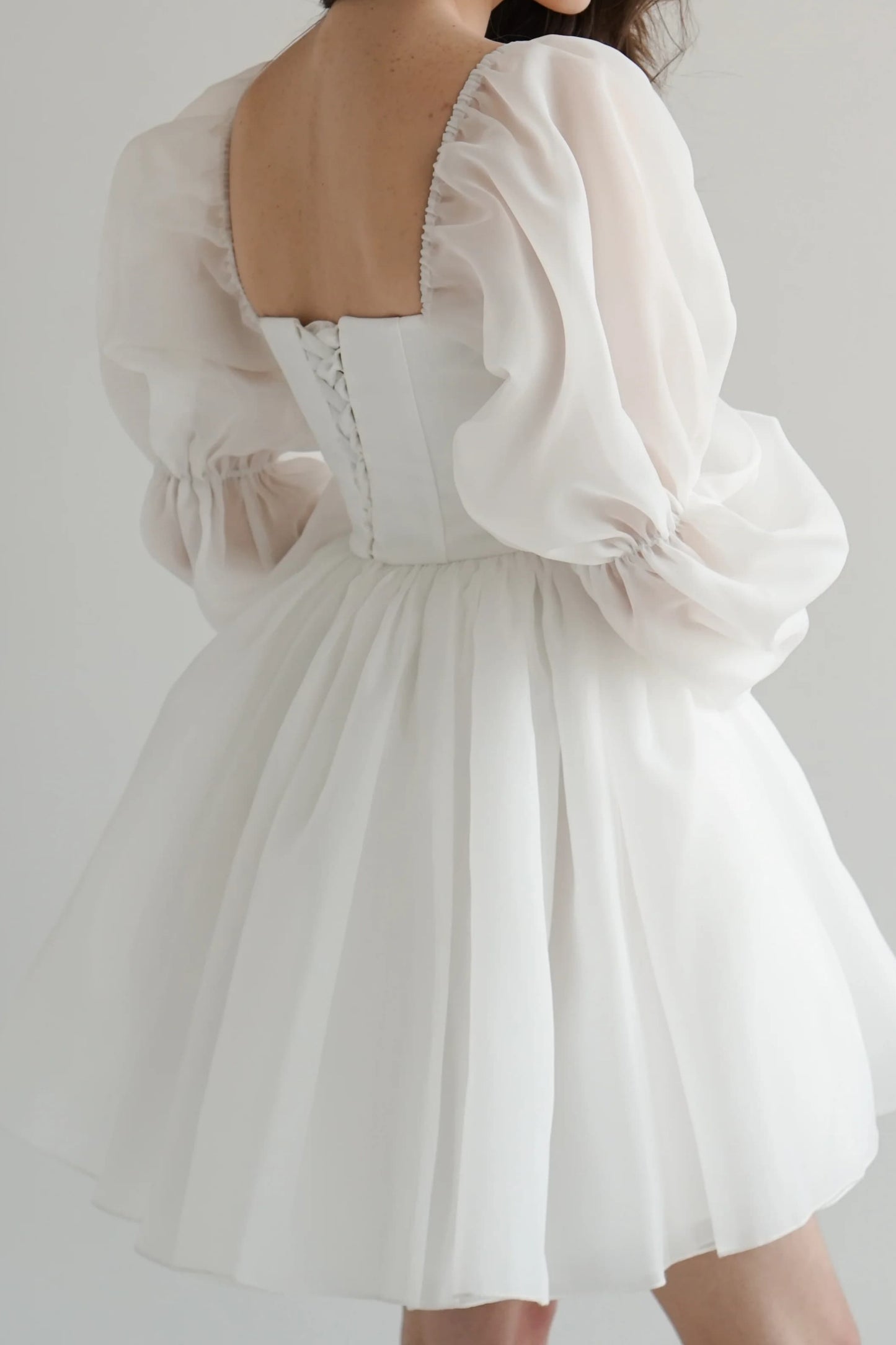 A-Line Mini Polyester Little White Dress 968801127056