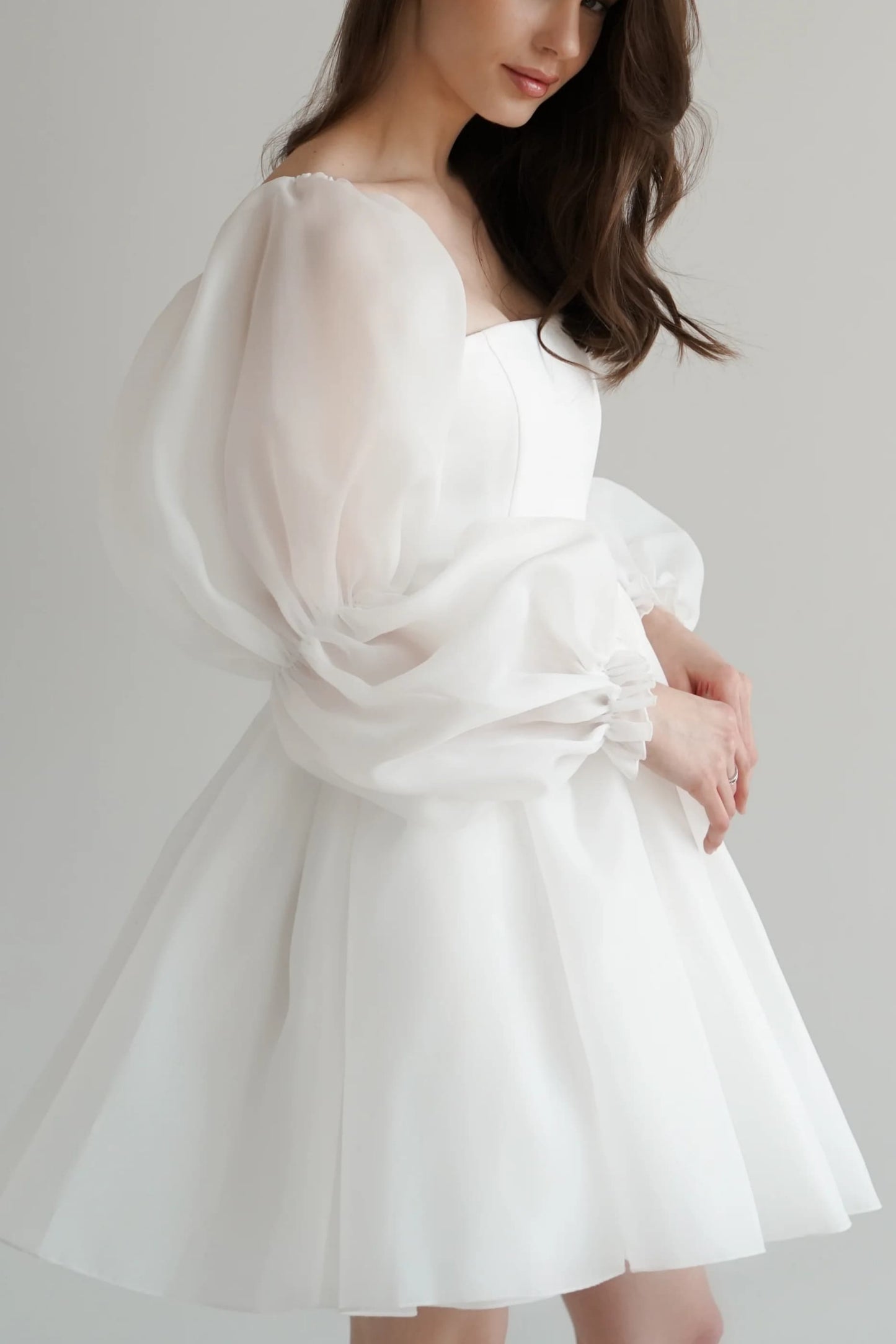 A-Line Mini Polyester Little White Dress 968801127056