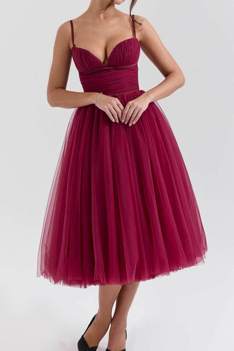 A-line Spaghetti Strap Tulle Formal Evening Dresses 854604954195