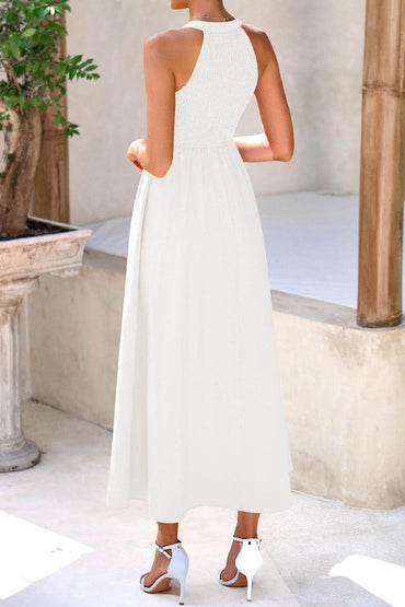A-Line Tea Length Chiffon Little White Dress 100031 - COCOMELODY