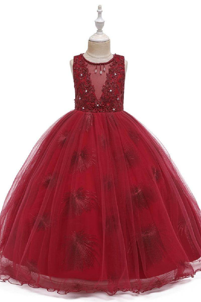 A-Line/Princess Scoop Neck Tulle Flower Girl Dresses With Sash/Bow 612626068133 - COCOMELODY