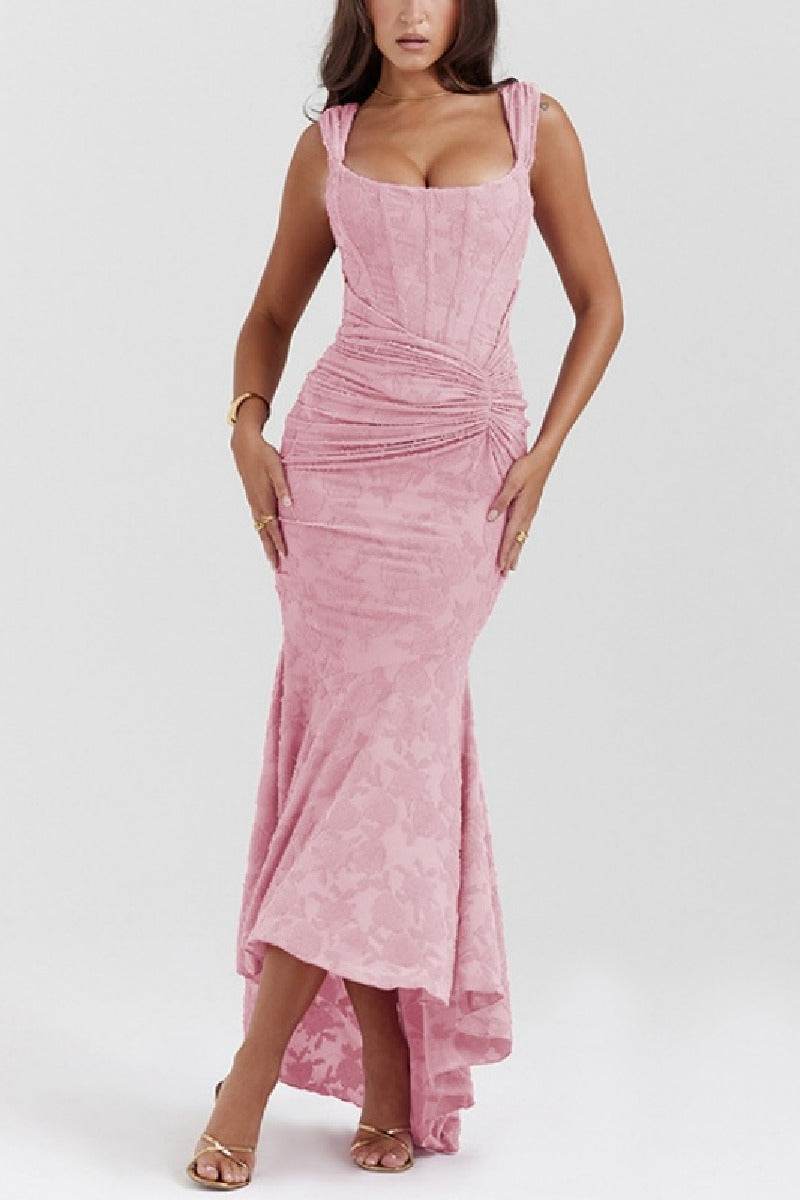 Mermaid High-Low Lace Formal Evening Dresses 850775323930 - COCOMELODY