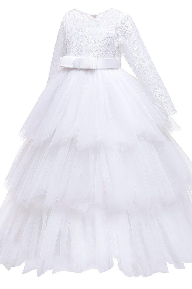 A-line floor length tulle lace flower girl dress 669800910735 - COCOMELODY