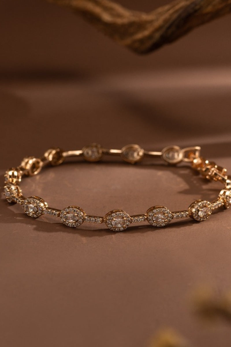 Vintage Luxury Egg Shape CZ Bracelet Plated Fully Paved Cubic Zirconia Link 844892302461
