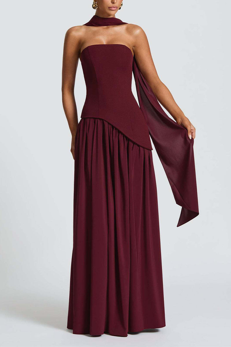A-Line Maxi Knitted Fabric Dress 970800986791