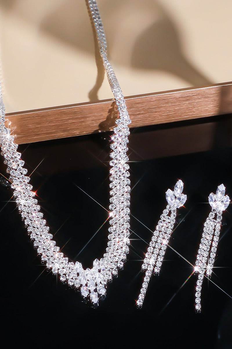 Elegant Rhinestone Wedding Earrings/Necklace Jewelry Sets (Set of 2) 944831515216 - COCOMELODY