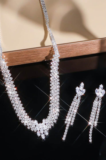 Elegant Rhinestone Wedding Earrings/Necklace Jewelry Sets (Set of 2) 944831515216 - COCOMELODY