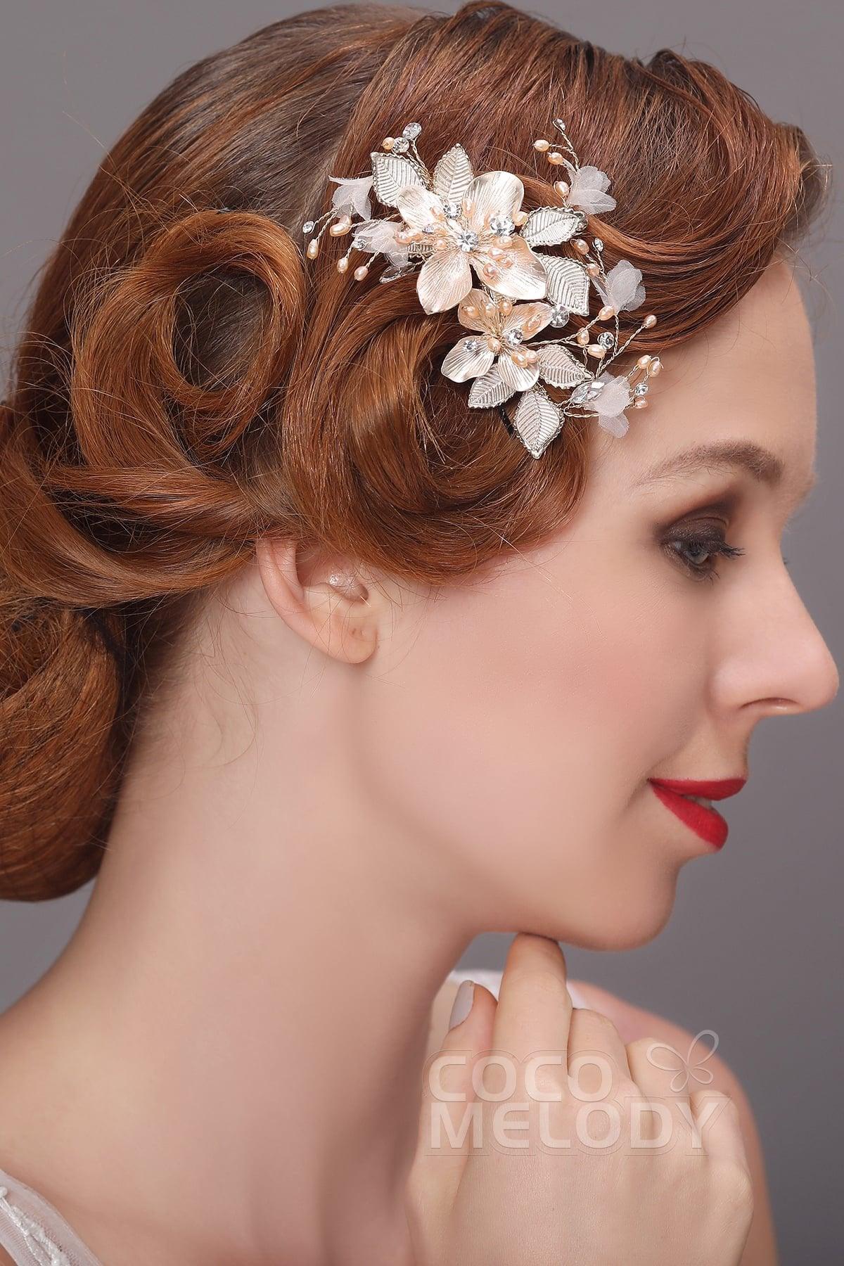 Pretty Alloy Hairpins with Imitation Pearl AH17042 - COCOMELODY