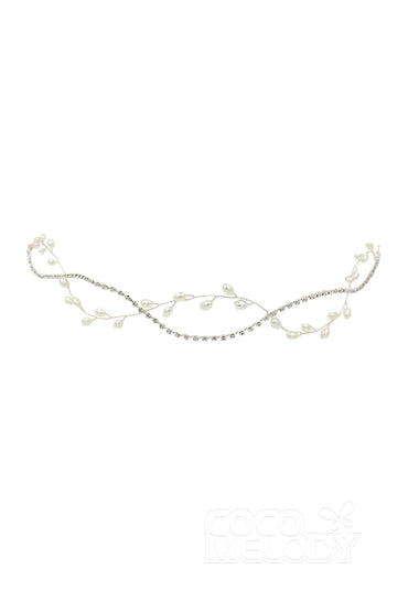 Alloy Headbands with Imitation Pearl and Rhinestone AH18001 - COCOMELODY
