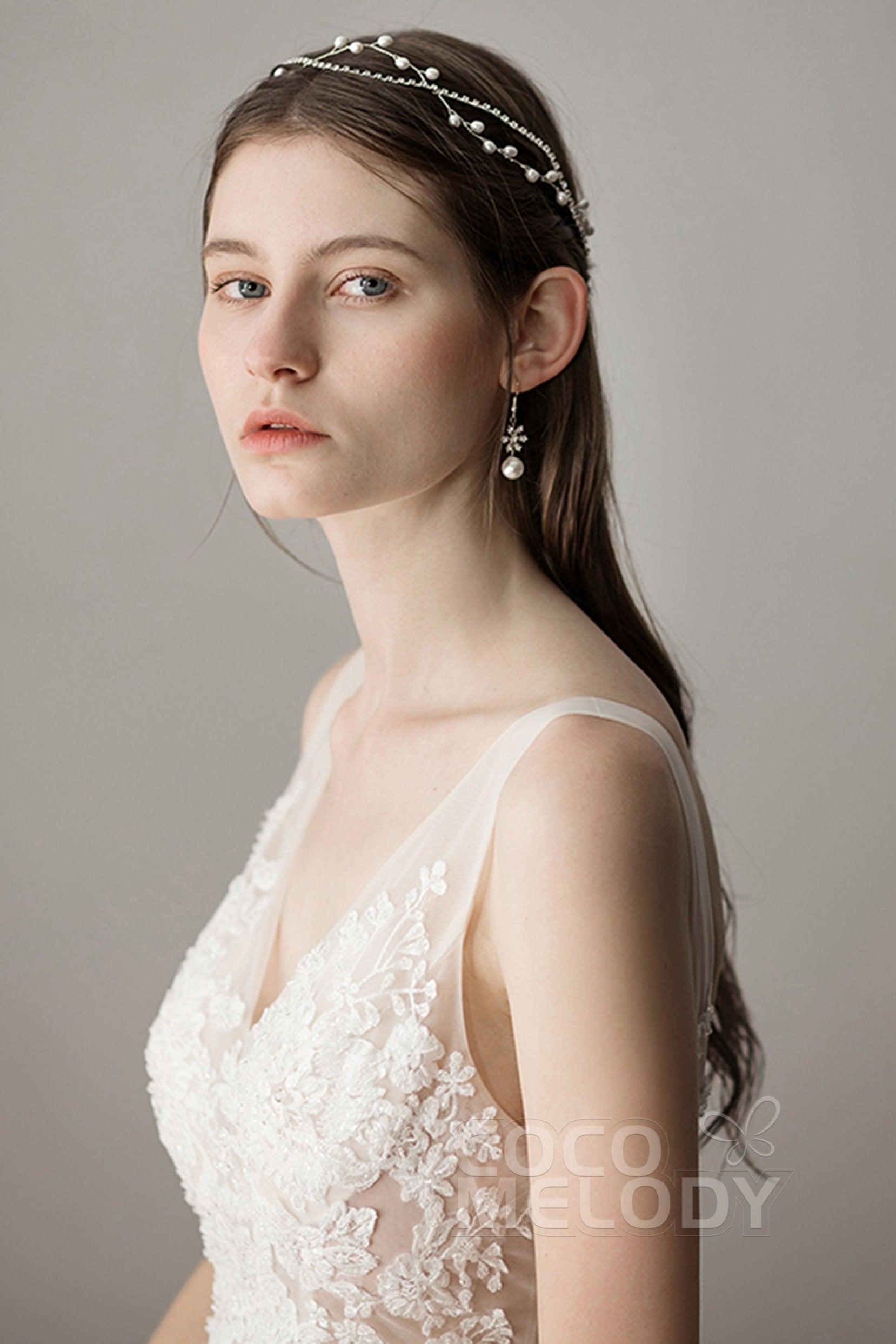 Alloy Headbands with Imitation Pearl and Rhinestone AH18001 - COCOMELODY