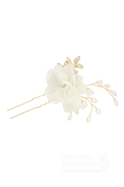 Alloy Hairpins with Flower Imitation Pearl Crystals AH18008
