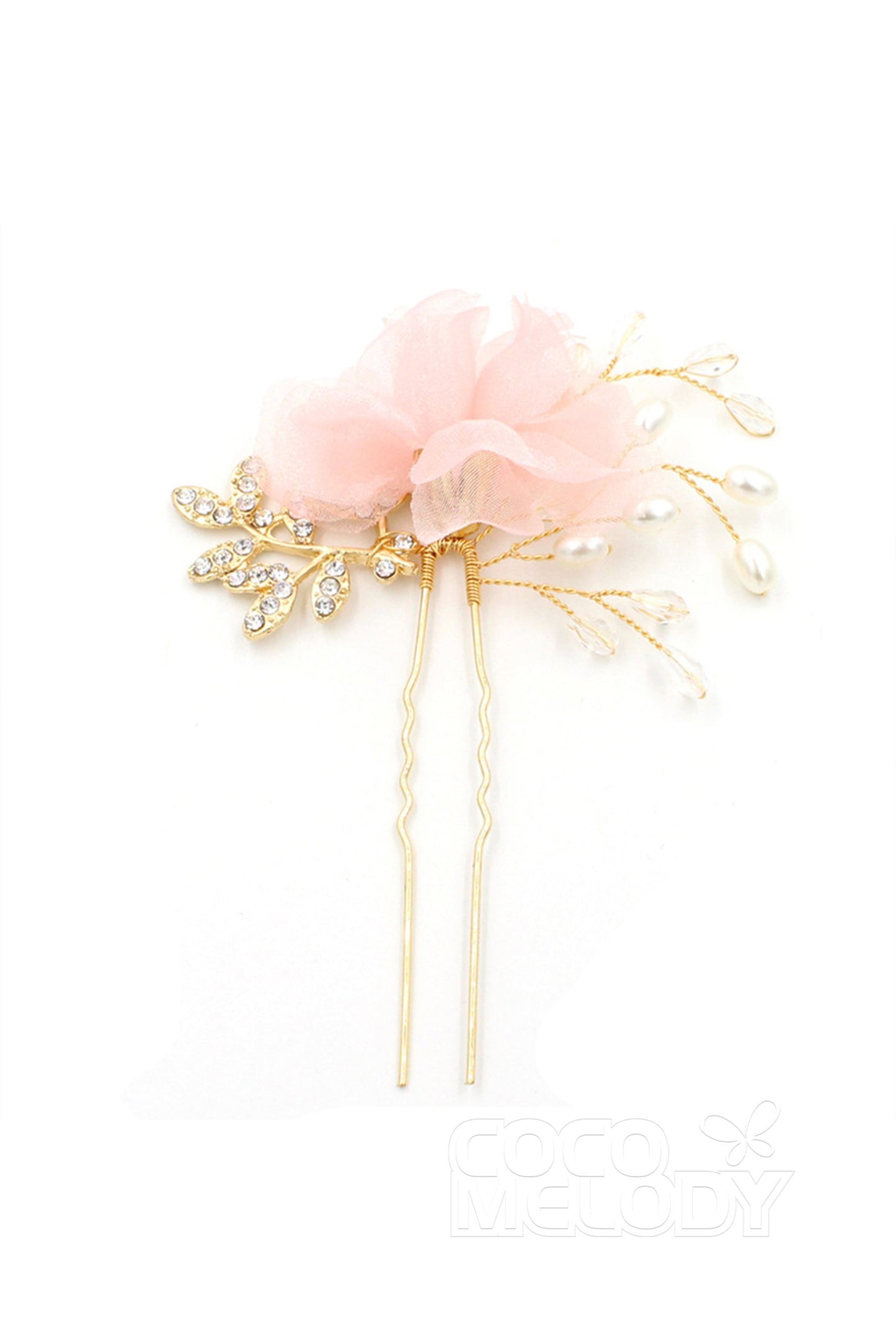 Alloy Hairpins with Flower Imitation Pearl Crystals AH18008