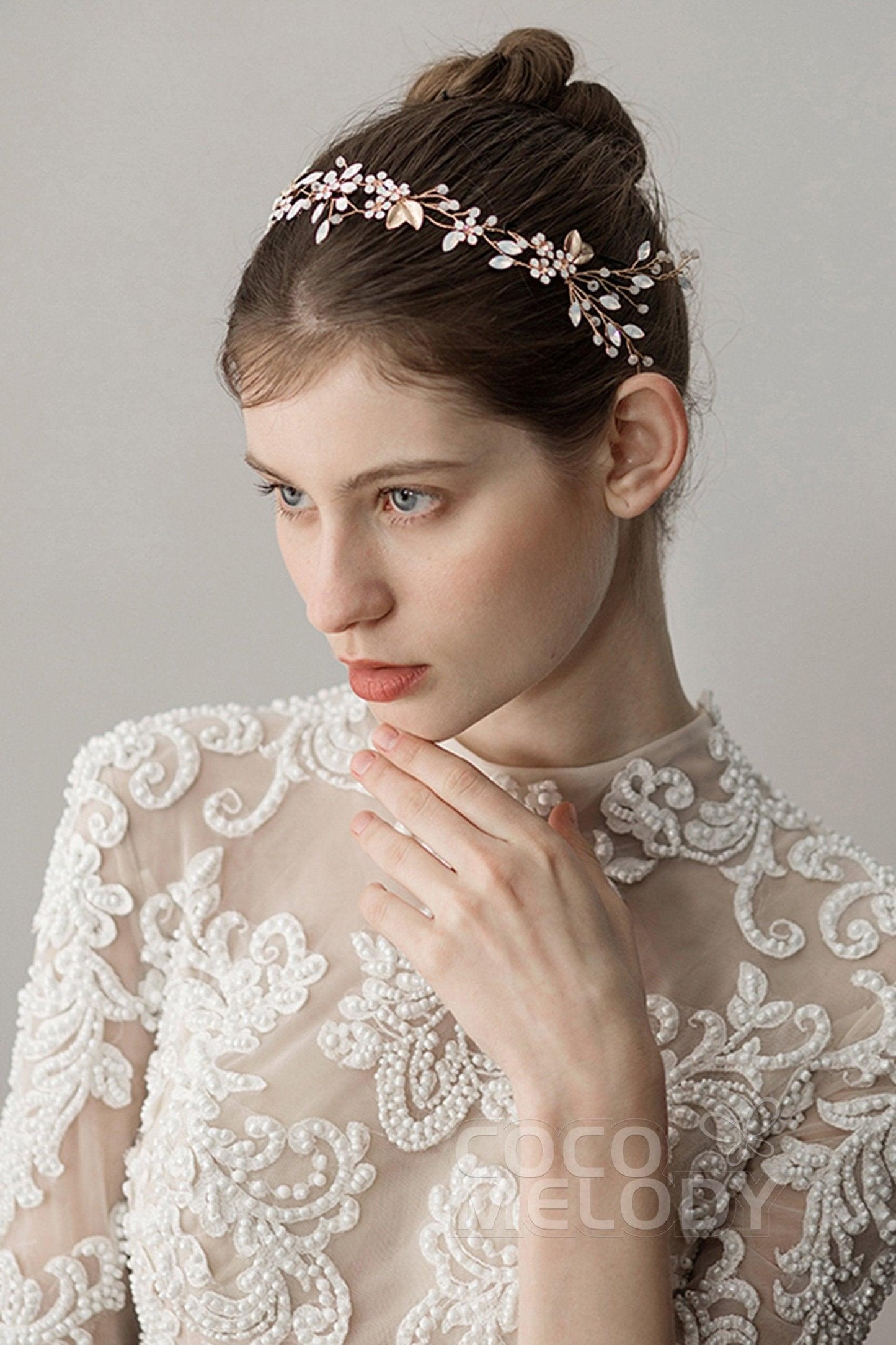 Elegant Alloy Headbands with Opal AH18012 - COCOMELODY