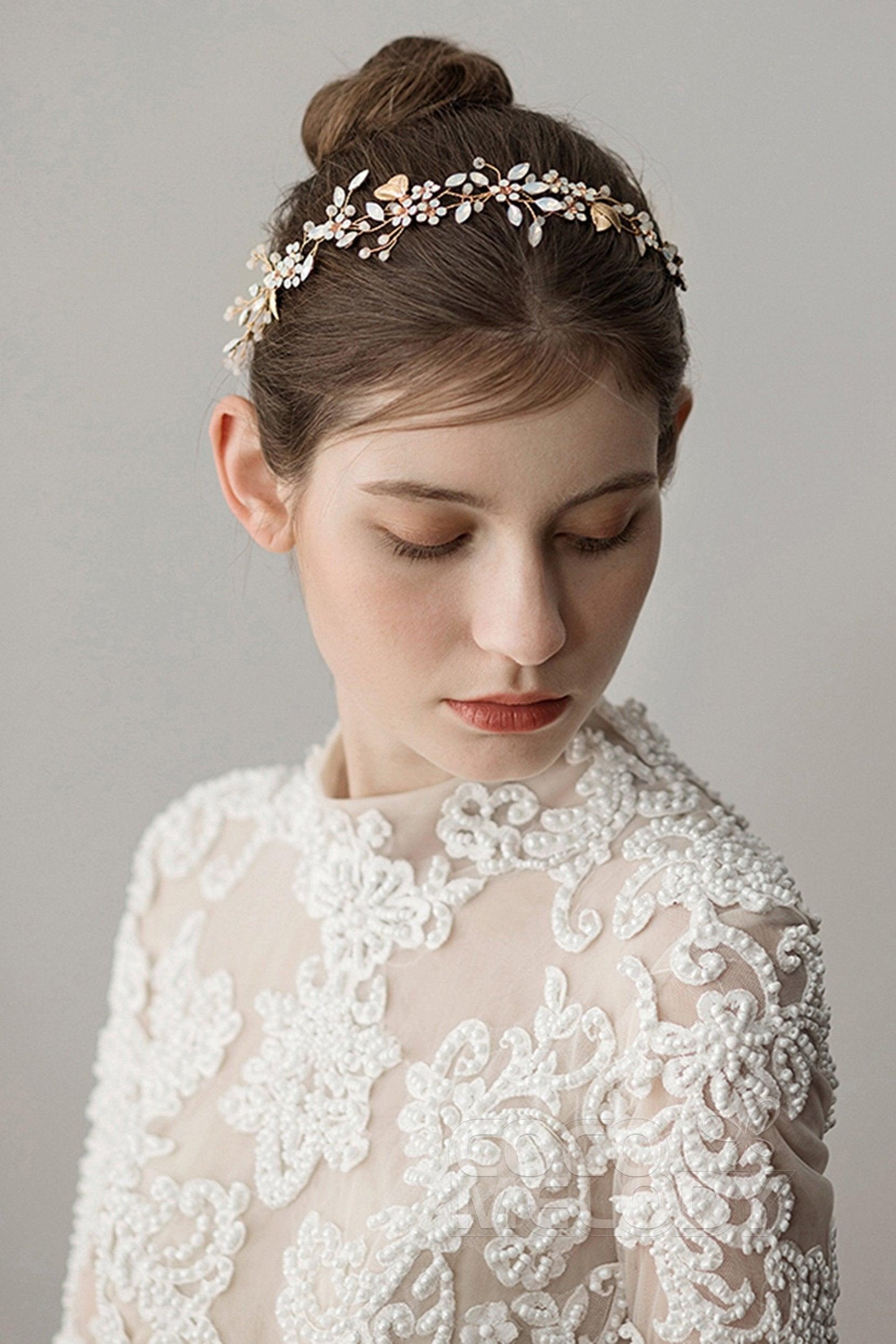 Elegant Alloy Headbands with Opal AH18012