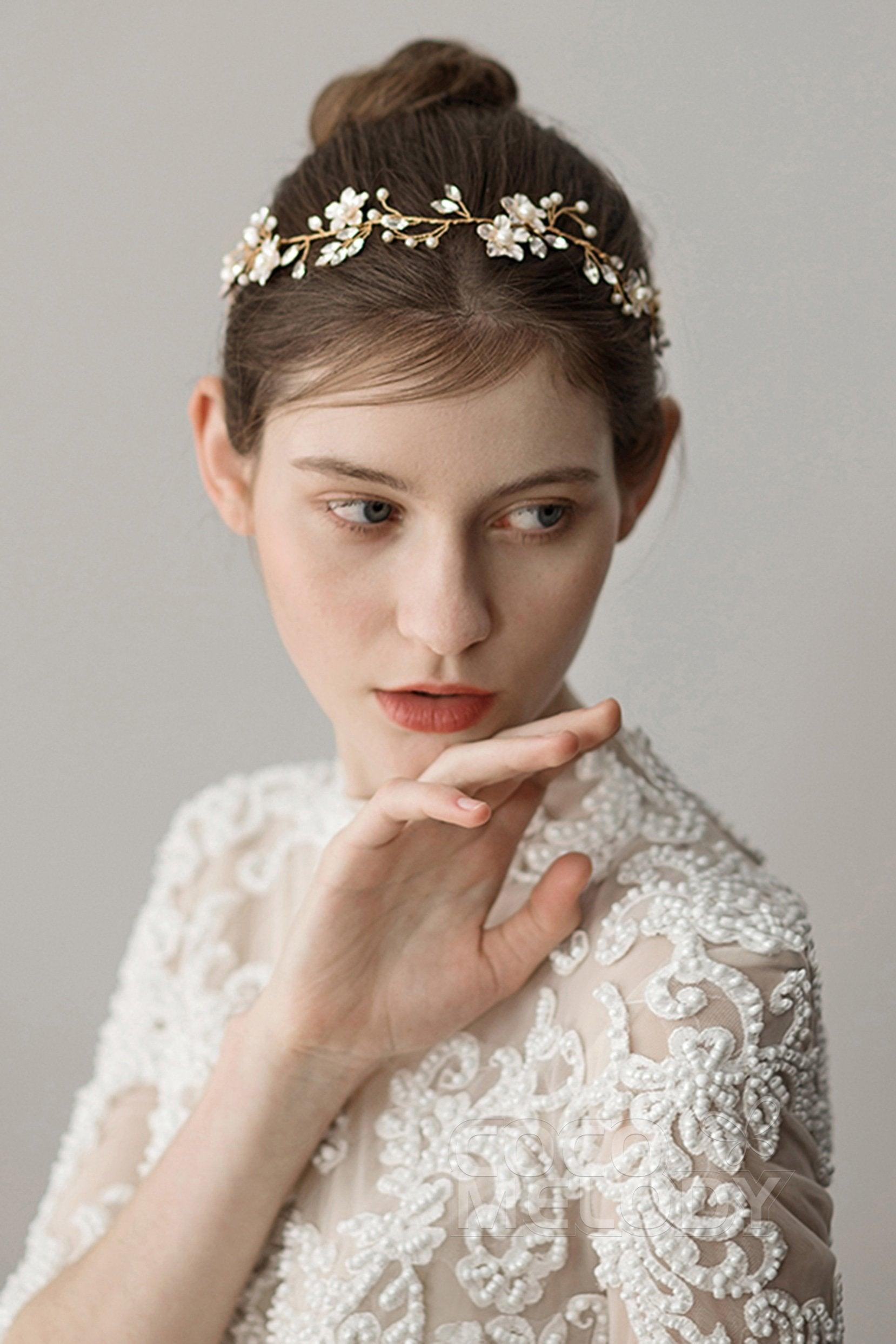 Alloy Headbands with Imitation Pearl and Crystals AH18013 - COCOMELODY