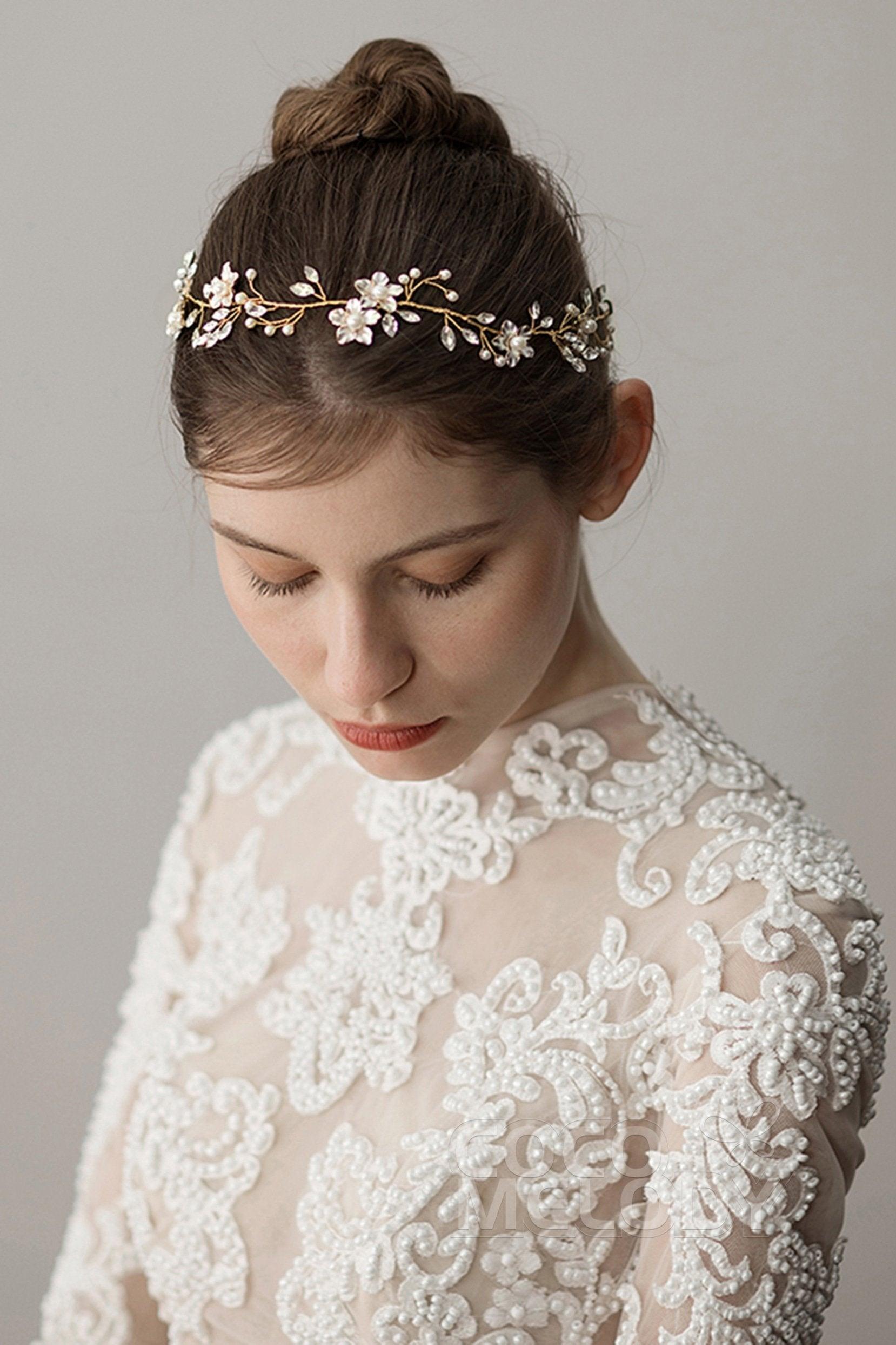 Alloy Headbands with Imitation Pearl and Crystals AH18013 - COCOMELODY