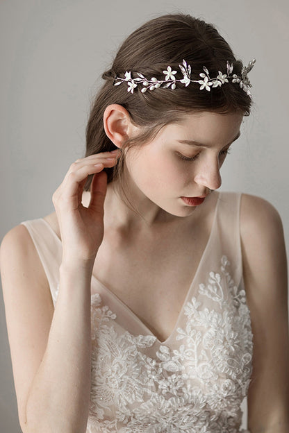 Fashion Alloy Headbands with Pearl and Crystals AH18017