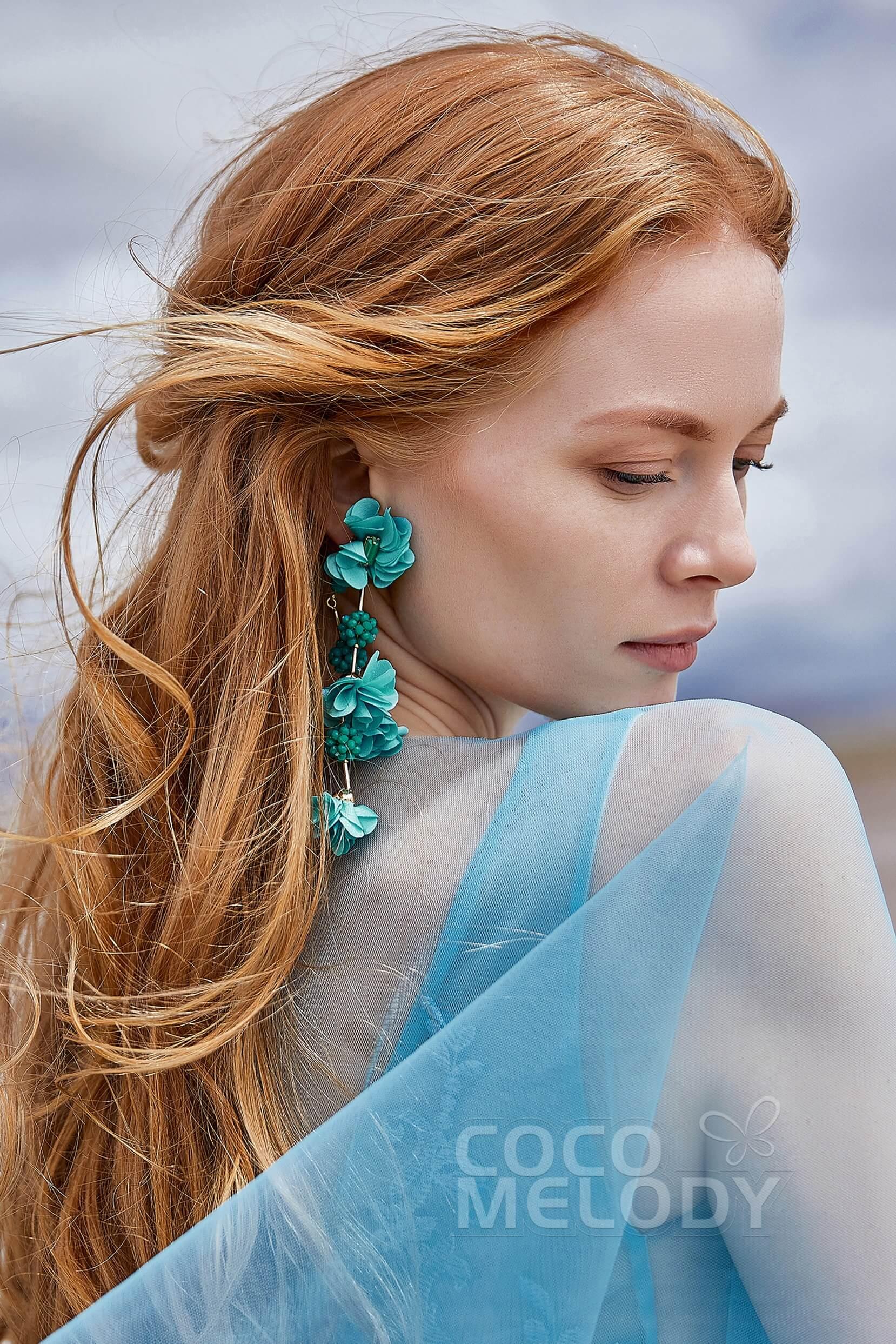 Graceful Flower Wedding Earrings with Beading HG18003 - COCOMELODY