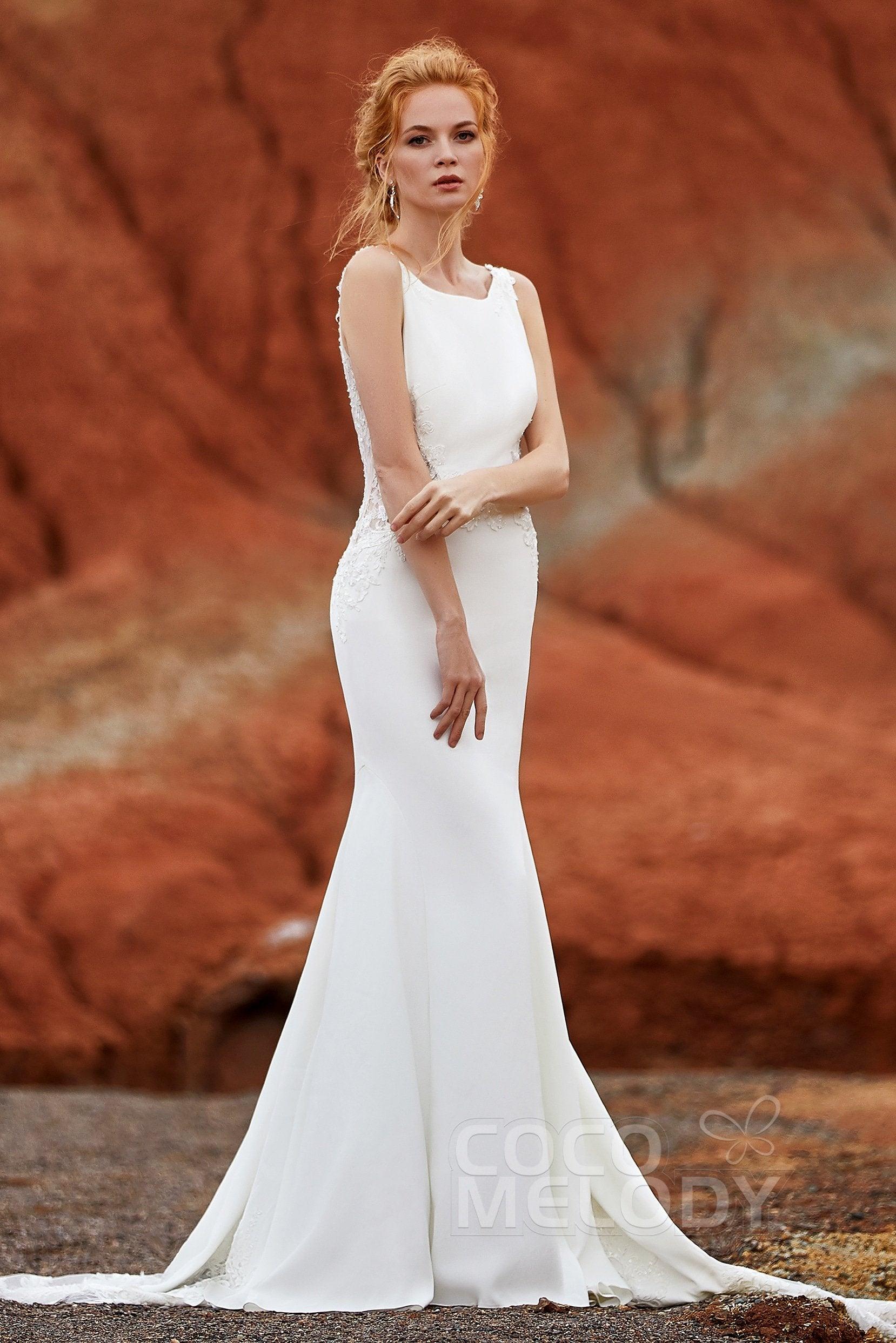 Mermaid Court Train Knitted Fabric Wedding Dress LD5818 - COCOMELODY