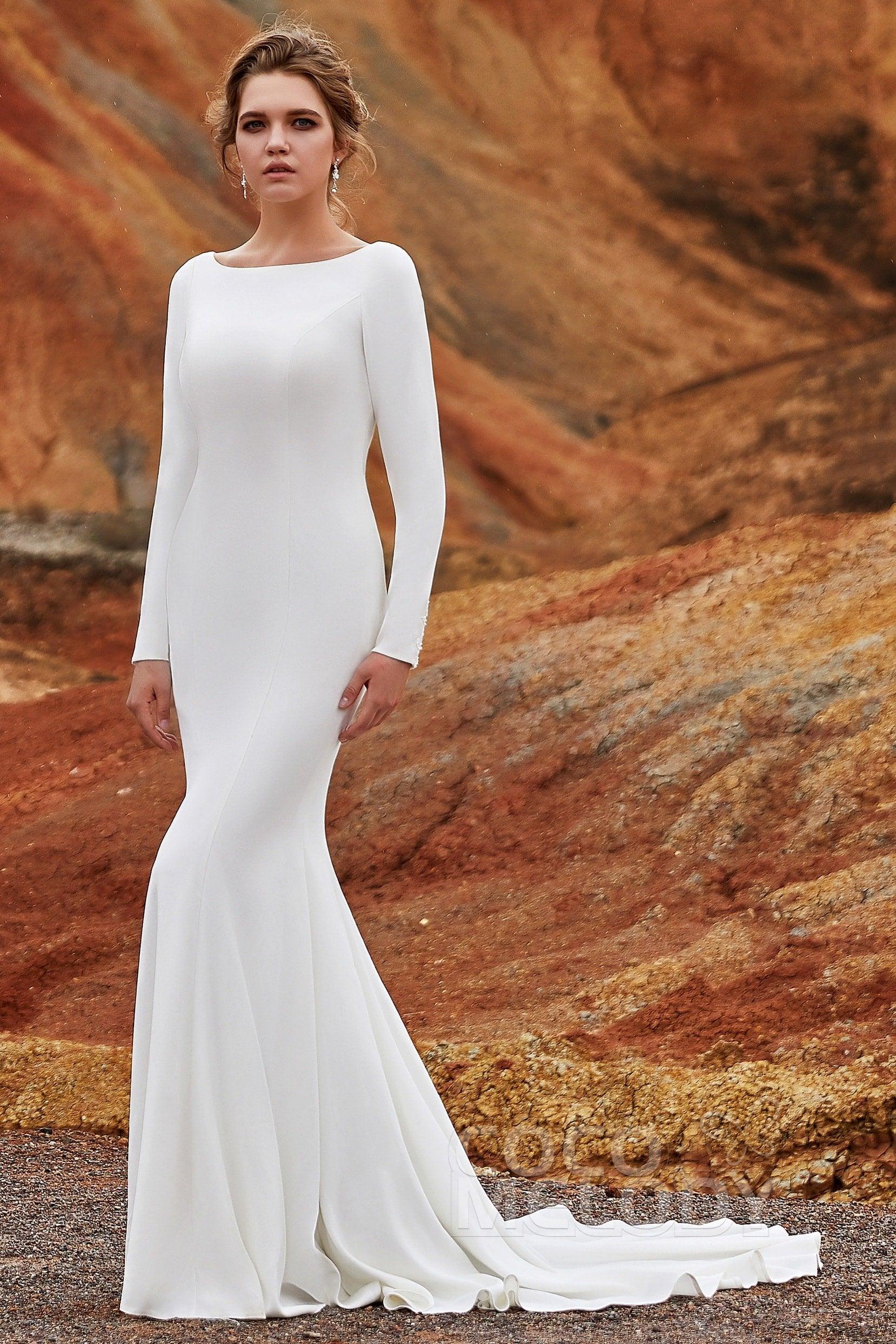 Mermaid Court Train Knitted Fabric Wedding Dress LD5817 - COCOMELODY