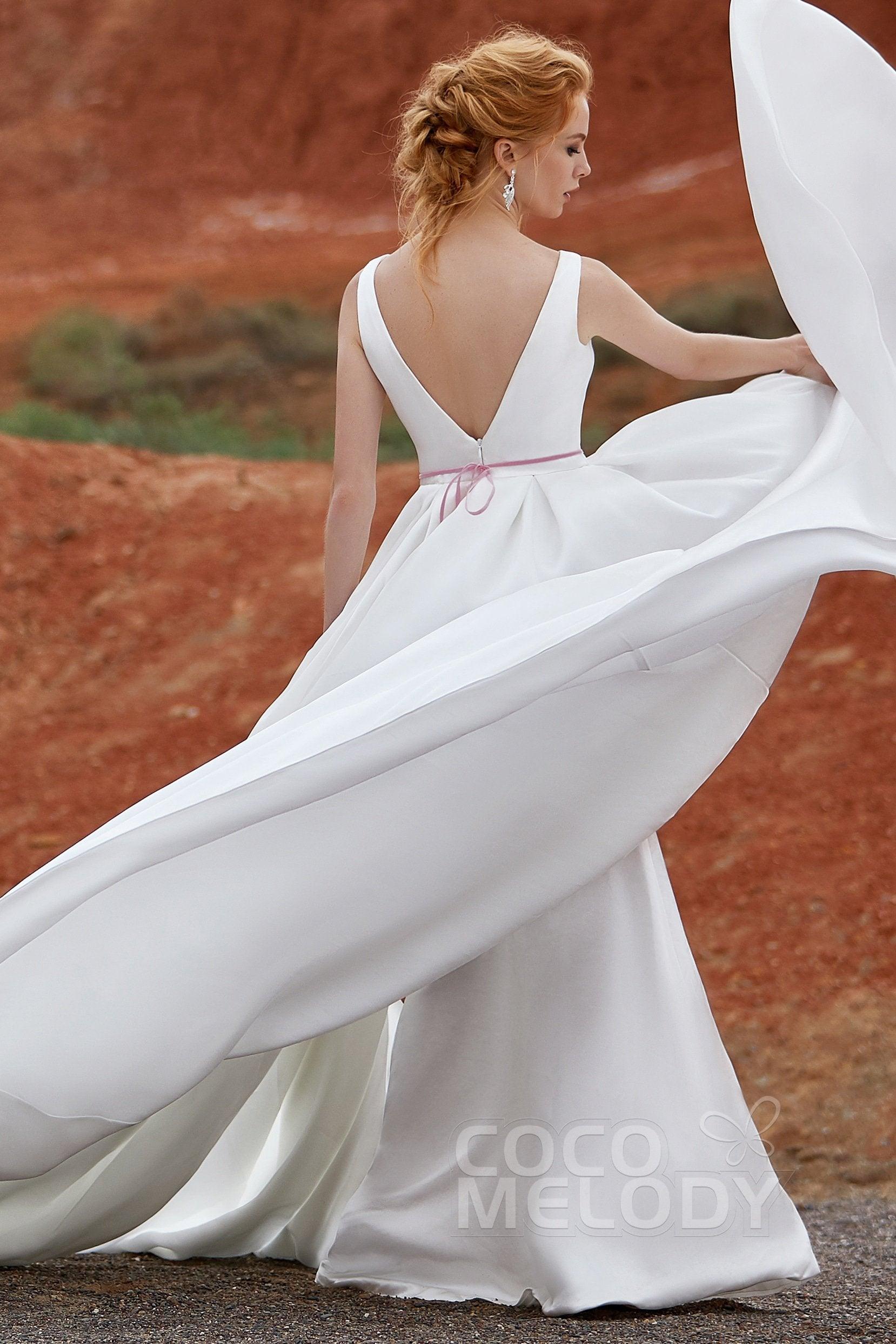 A-Line Chapel Train Pearl yarn Wedding Dress LD5803 - COCOMELODY