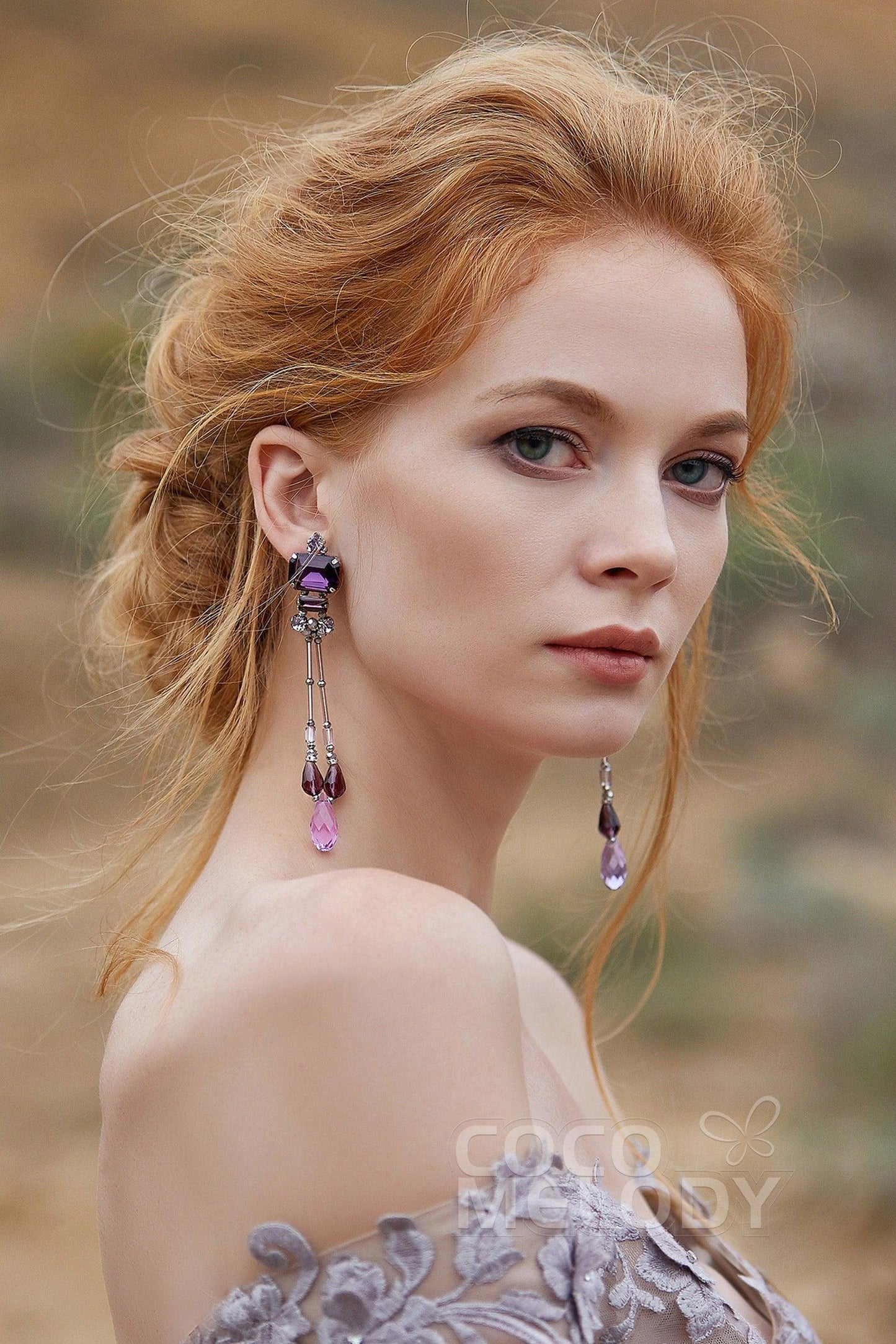 Modern Zircon Wedding Earrings with Jewel Beading HG18014 - COCOMELODY