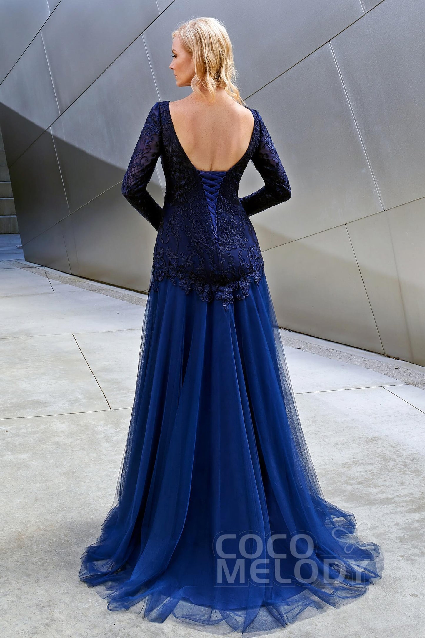 A-Line Sweep-Brush Train Tulle and Lace Dress PR3602CR - COCOMELODY