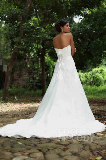A-Line Chapel Train Tulle Wedding Dress Alb12285 - COCOMELODY