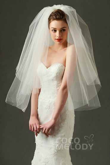 Two-tier Cut Edge Tulle Waist Veils AV160016 - COCOMELODY