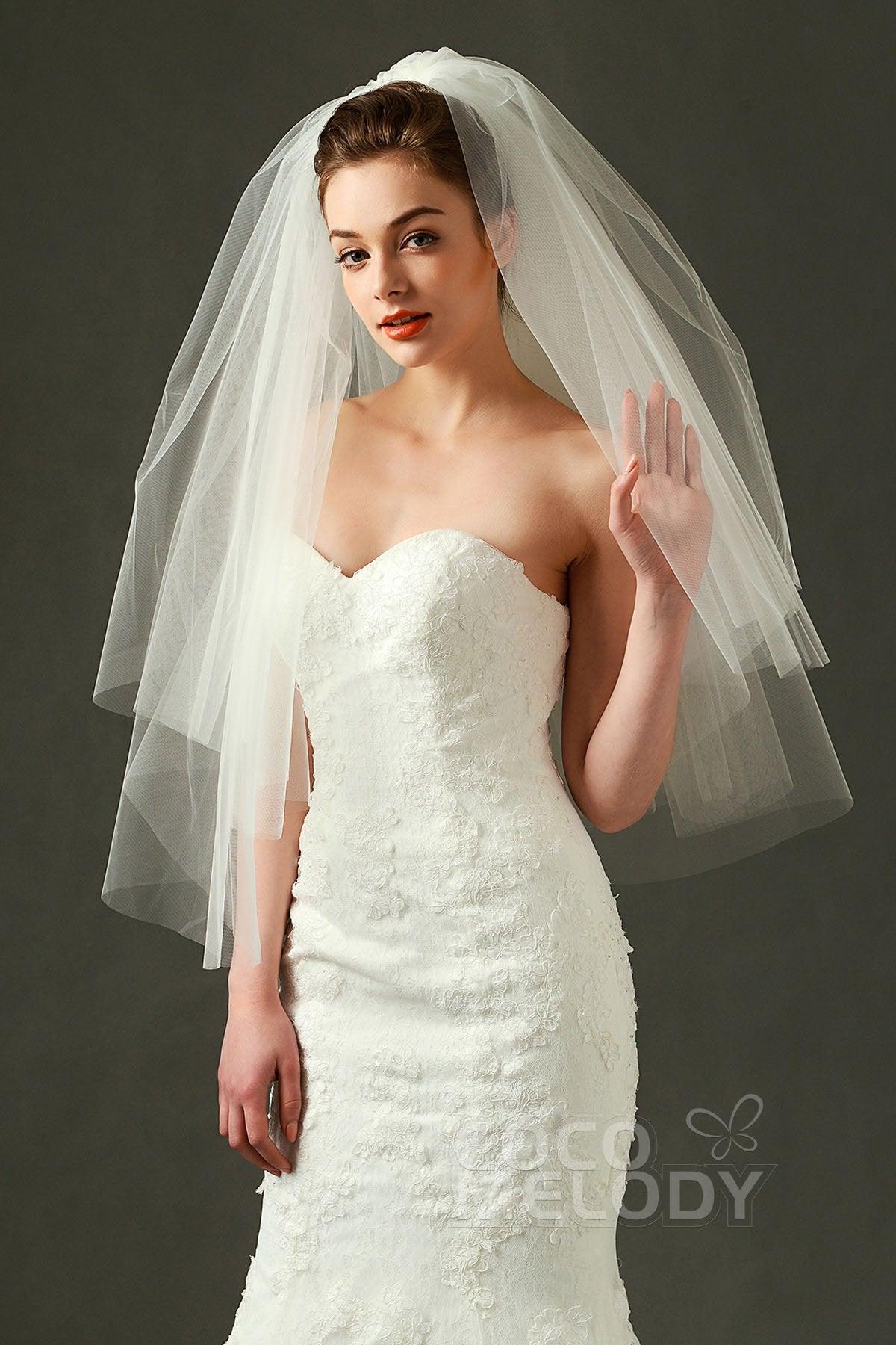 Two-tier Cut Edge Tulle Waist Veils AV160016 - COCOMELODY