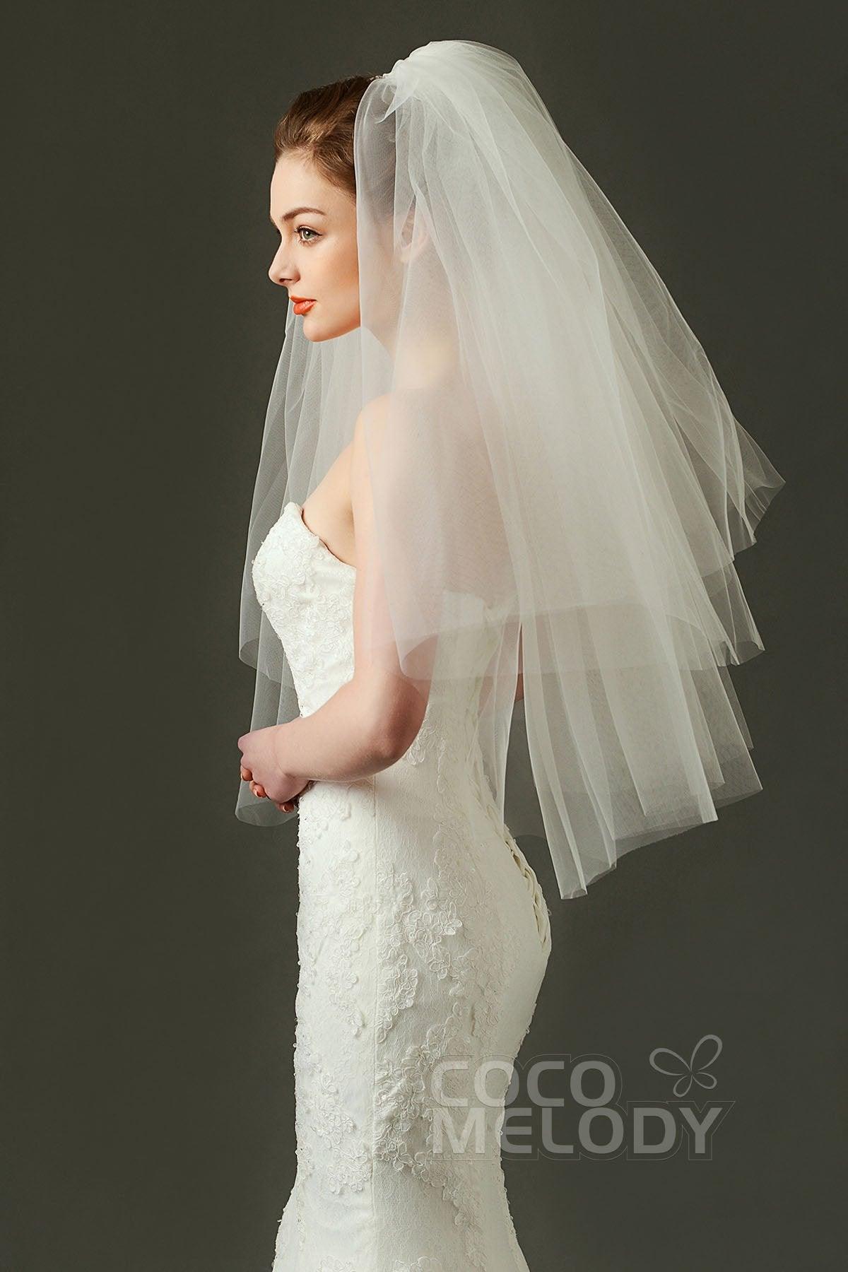 Two-tier Cut Edge Tulle Waist Veils AV160016 - COCOMELODY
